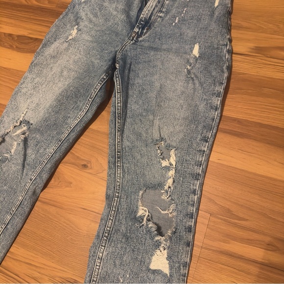 Abercrombie & Fitch Light Blue Distressed Curve love Straight Leg Jeans - Picture 5 of 9